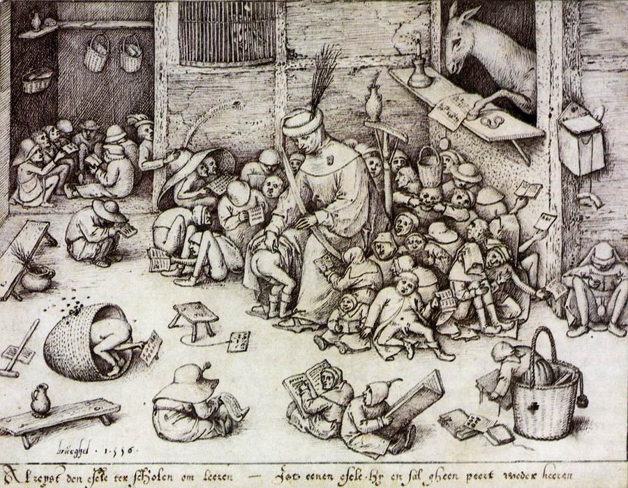 Pieter Bruegel el Viejo, "El asno en la escuela", 1556